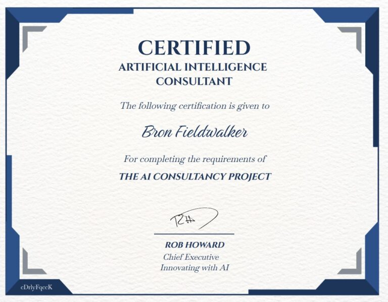 Bron Fieldwalker Certified AI Consultant Certificate